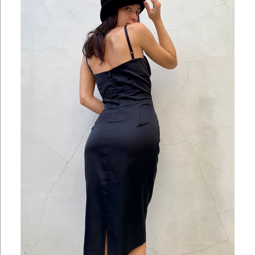1990s Dolce and Gabbana Satin Black Stretch Dress